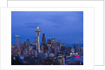 Night View of Seattle Skyline with Christmas Tree on the Space Needle by Anonymous