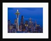 Night View of Seattle Skyline with Christmas Tree on the Space Needle by Anonymous