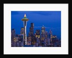 Night View of Seattle Skyline with Christmas Tree on the Space Needle by Anonymous