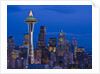 Night View of Seattle Skyline with Christmas Tree on the Space Needle by Anonymous