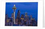 Night View of Seattle Skyline with Christmas Tree on the Space Needle by Anonymous