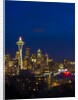 Night View of Seattle Skyline with Christmas Tree on the Space Needle by Anonymous