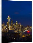 Night View of Seattle Skyline with Christmas Tree on the Space Needle by Anonymous