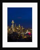 Night View of Seattle Skyline with Christmas Tree on the Space Needle by Anonymous