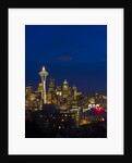 Night View of Seattle Skyline with Christmas Tree on the Space Needle by Anonymous