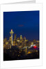 Night View of Seattle Skyline with Christmas Tree on the Space Needle by Anonymous