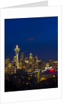 Night View of Seattle Skyline with Christmas Tree on the Space Needle by Anonymous