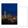 Night View of Seattle Skyline with Christmas Tree on the Space Needle by Anonymous