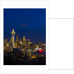Night View of Seattle Skyline with Christmas Tree on the Space Needle by Anonymous