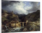 Village and bridge of Crevola on the Simplon road by Jean Charles Joseph Remond