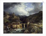 Village and bridge of Crevola on the Simplon road by Jean Charles Joseph Remond