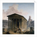 The Maison Carree, the Amphitheater and the Tour Magne in Nimes by Hubert Rober