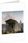 The Maison Carree, the Amphitheater and the Tour Magne in Nimes by Hubert Rober