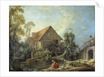 The Mill. A woman washing clothes in the stream by Francois Boucher