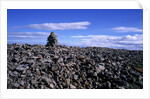 Stacked rock sculpture among rocky coastline. by Anonymous