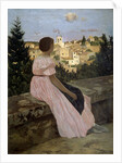 The pink dress or View of Castelnau-le-Lez by Jean Frederic Bazille