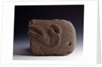zoomorphic sculpted stone ax representing the head of a deer by Anonymous