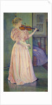 Portrait of Irma Sethe playing violin by Theo van Rysselberghe