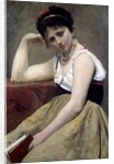 Interrupted reading by Jean Baptiste Camille Corot
