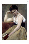 Interrupted reading by Jean Baptiste Camille Corot