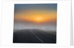 Empty road with fog and sunset. by Anonymous