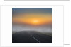 Empty road with fog and sunset. by Anonymous
