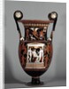 Krater decorated with a bearded man sitting among two standing y by Anonymous