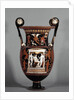 Krater decorated with a bearded man sitting among two standing y by Anonymous