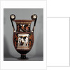 Krater decorated with a bearded man sitting among two standing y by Anonymous