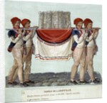Four men carrying the miniature model of the Bastille prison in civic processions by Anonymous