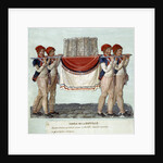 Four men carrying the miniature model of the Bastille prison in civic processions by Anonymous