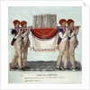 Four men carrying the miniature model of the Bastille prison in civic processions by Anonymous