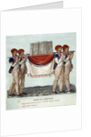 Four men carrying the miniature model of the Bastille prison in civic processions by Anonymous