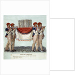 Four men carrying the miniature model of the Bastille prison in civic processions by Anonymous