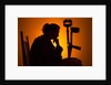 Woman seated with crutches by Anonymous