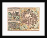 Map and view of Urbino from Civitates Orbis Terrarum by Anonymous