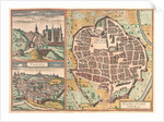 Map and view of Urbino from Civitates Orbis Terrarum by Anonymous
