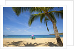 Vacationing couple's beach chair and umbrella on Hulupo'e Beach; Manele Bay; Lanai; Hawaii by Anonymous