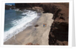 Couple walking on secluded beach at Shark's cove, Lanai, Hawaii MR by Anonymous