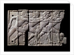 Ivory plaque with relief depicting athletes racing by Anonymous