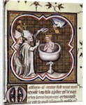 Baptism of Clovis by St. Remy at Reims in 496 by Jean Fouquet