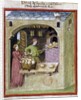 A baker bakes loaves of bread -15th century miniature by Anonymous