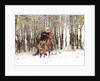 Cowboys riding in Autumn Aspens with a fresh snowfall by Anonymous