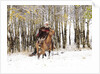 Cowboys riding in Autumn Aspens with a fresh snowfall by Anonymous