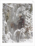Cowboys riding in Autumn Aspens with a fresh snowfall by Anonymous