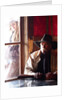 Cowboy with rifle and Cowgirl looking over his shoulder by Anonymous