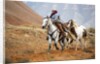 Cowgirl at Full Gallop with Horses in tow by Anonymous