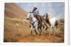 Cowgirl at Full Gallop with Horses in tow by Anonymous