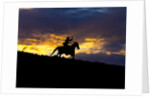 Cowboy in silhouette with sunset by Anonymous