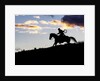 Cowboy in silhouette with sunset by Anonymous